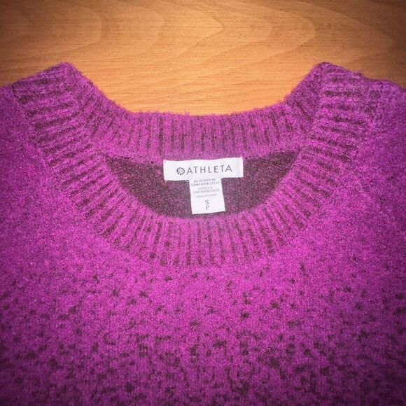 NEW Athleta Jacquard Merino Wool Stretch Ombre Sweater Women's size S Pink/Brown - Picture 2 of 8